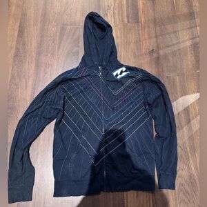 Billabong Black Hooded Zip-Up Sweater Sz L